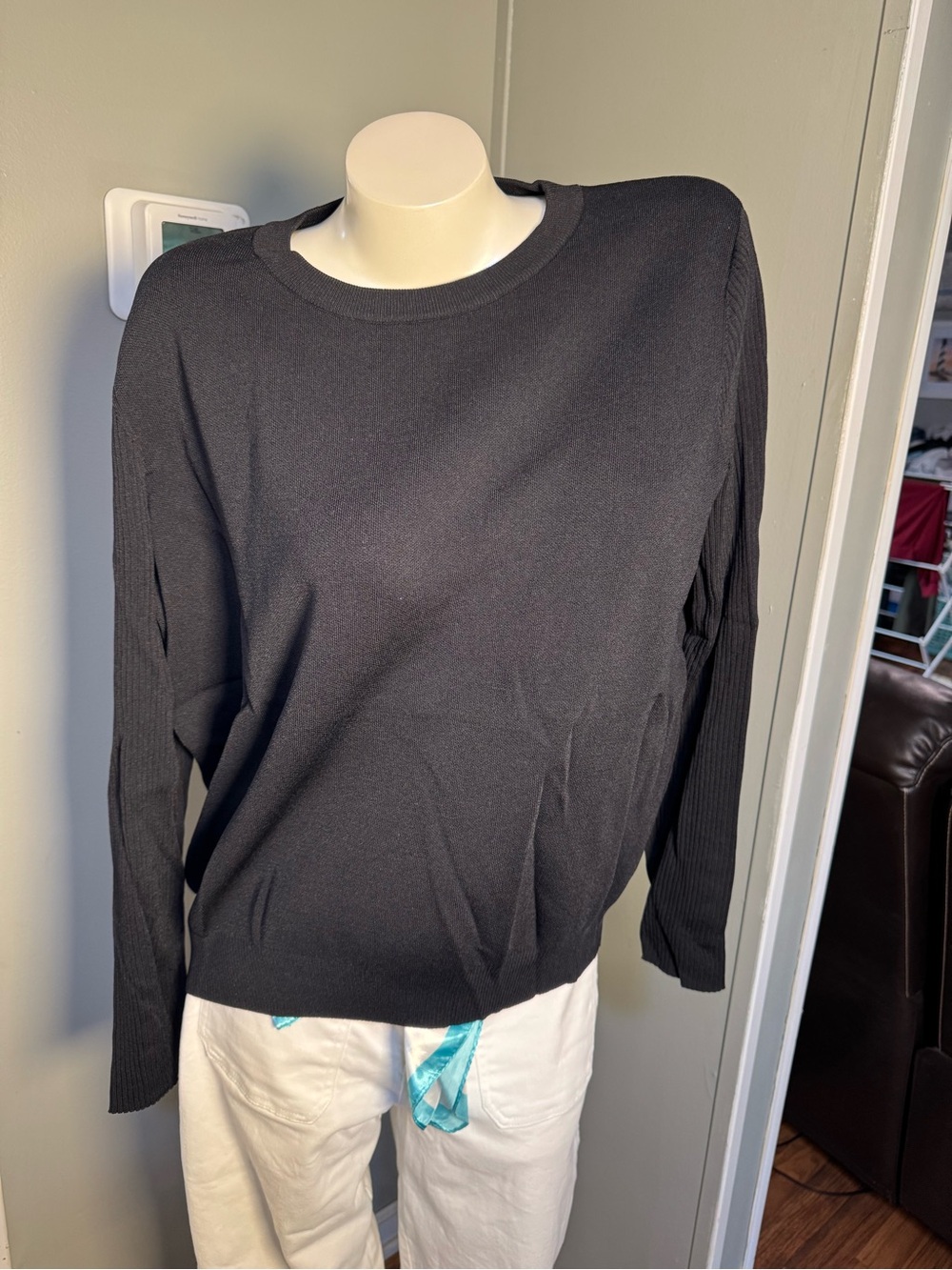 Aleeza Paris Black 1X Tunic with gold buttons.